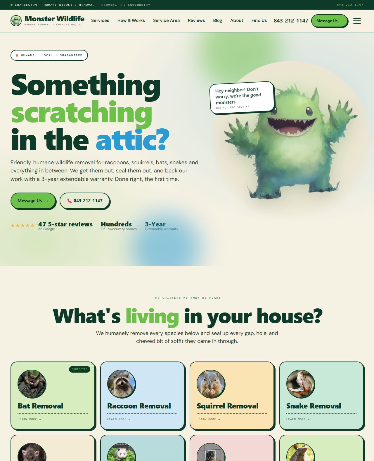 Monster Wildlife Removal website